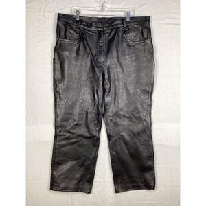 Xelement Black Leather Pants Motorcycle Gear Women's Size 16 Front Zipper, Heavy